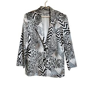 VTG Three Flaggs‎ California Womens Multi Animal Print Blazer Jacket 90s